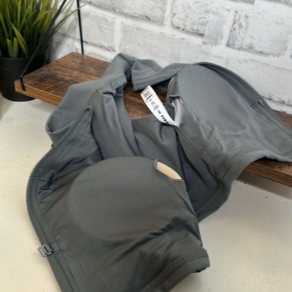 Women STAX Sports Bras & Crop Tops | Base Sleeveless Zip Tank Nandex Thyme Small - Picture 7 of 7